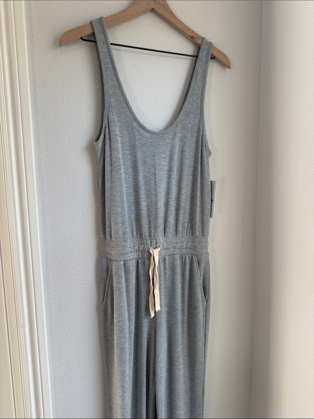 Spiritual Gangster Light Gray Poppy Jumpsuit with Drawstring Waist